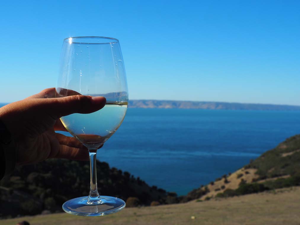 Its hard to choose a winner - the delicious wine or the spectacular ocean view