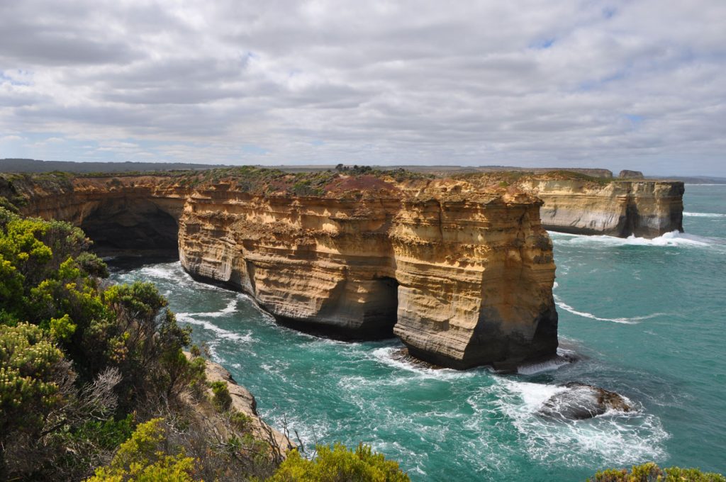 The view of Loch Ard Gorge and the limestong cliffs on the Great Ocean Road Australia